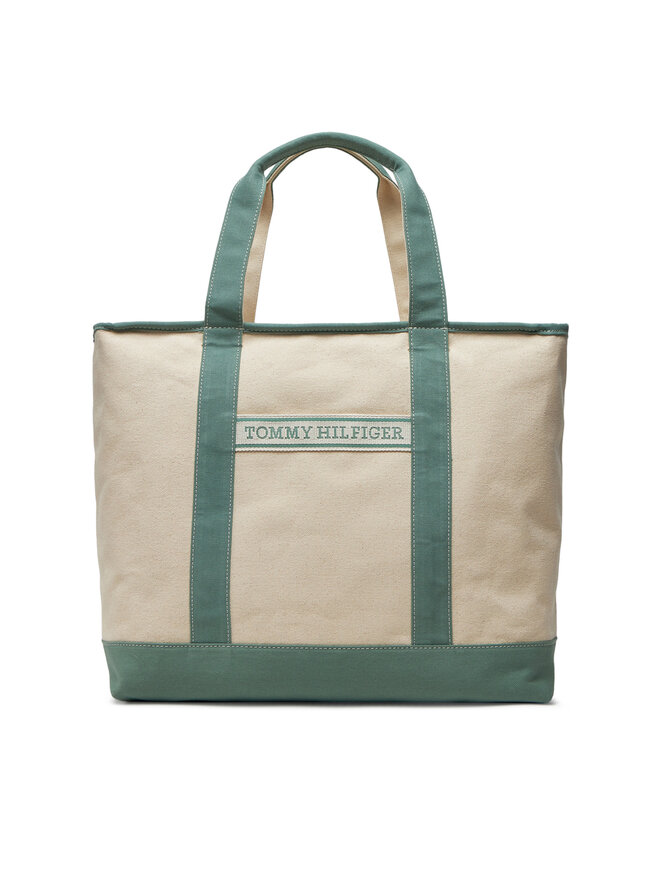 Tommy Hilfiger Torebka Tommy Hilfiger Th Summer Canvas Tote AW0AW17421 Zielony