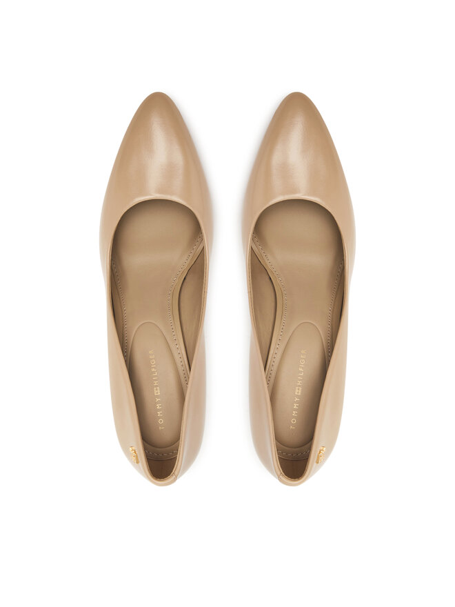 Tommy Hilfiger High Heels Tommy Hilfiger High Heel Court Leather Shoe FW0FW09527 Beige