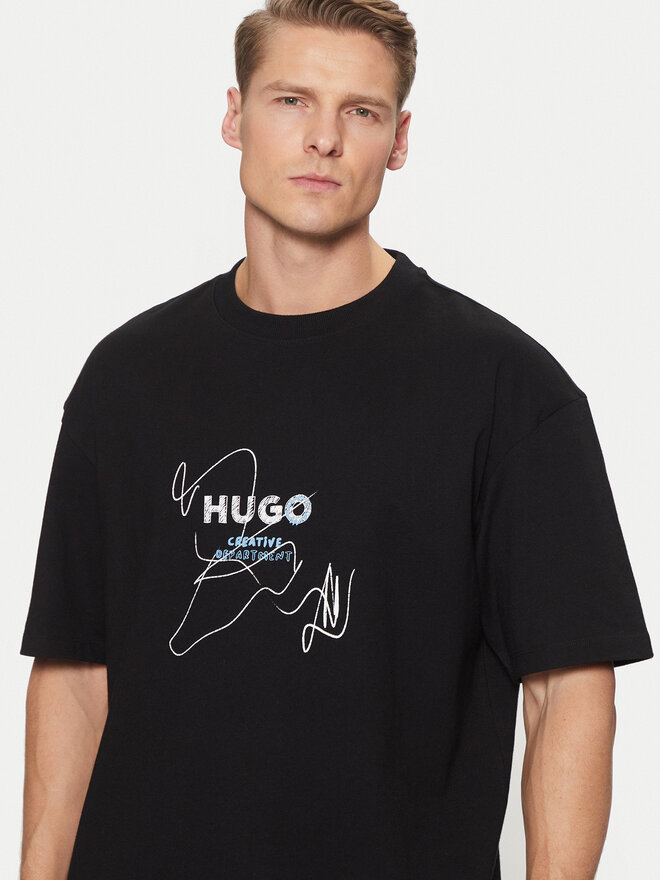 HUGO HUGO T-Shirt Nabion 50530441 Μαύρο Loose Fit