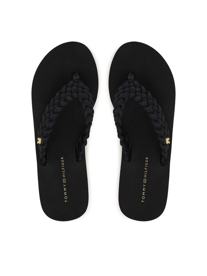 Tommy Hilfiger Zehentrenner Tommy Hilfiger Th Wedge Braided Summer Sandal FW0FW09198 Schwarz