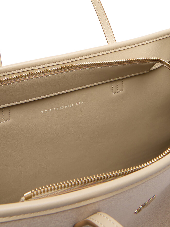 Tommy Hilfiger Ročna torba Tommy Hilfiger Th City Large Tote Melton AW0AW18215 Bež