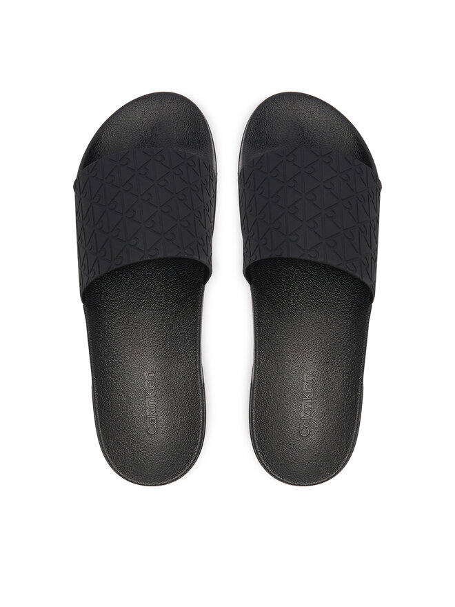 Calvin Klein Pantoletten Calvin Klein Ess Slid Pu Aop HM0HM02110 Schwarz