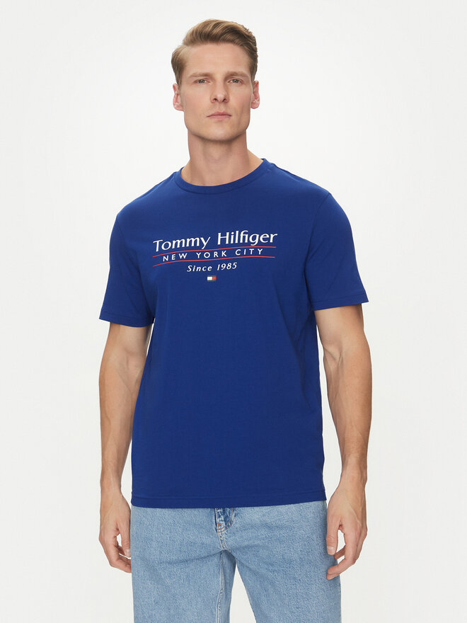 Tommy Hilfiger Tommy Hilfiger Camiseta Center Stack MW0MW38621 Azul Regular Fit