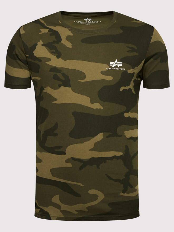 Alpha Industries Alpha Industries Marškinėliai Basic T Small Logo Camo 188505C Žalia Regular Fit