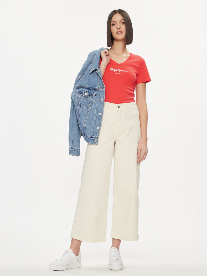 Pepe Jeans Pepe Jeans Marškinėliai Wendy PL505482 Raudona Regular Fit