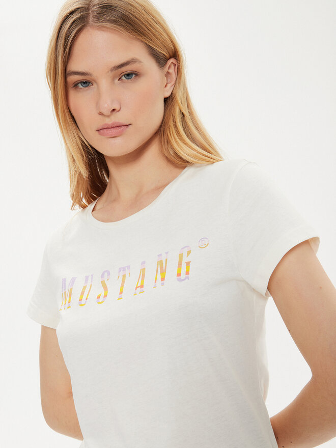Mustang Mustang Marškinėliai Loa 1015177 Écru Slim Fit