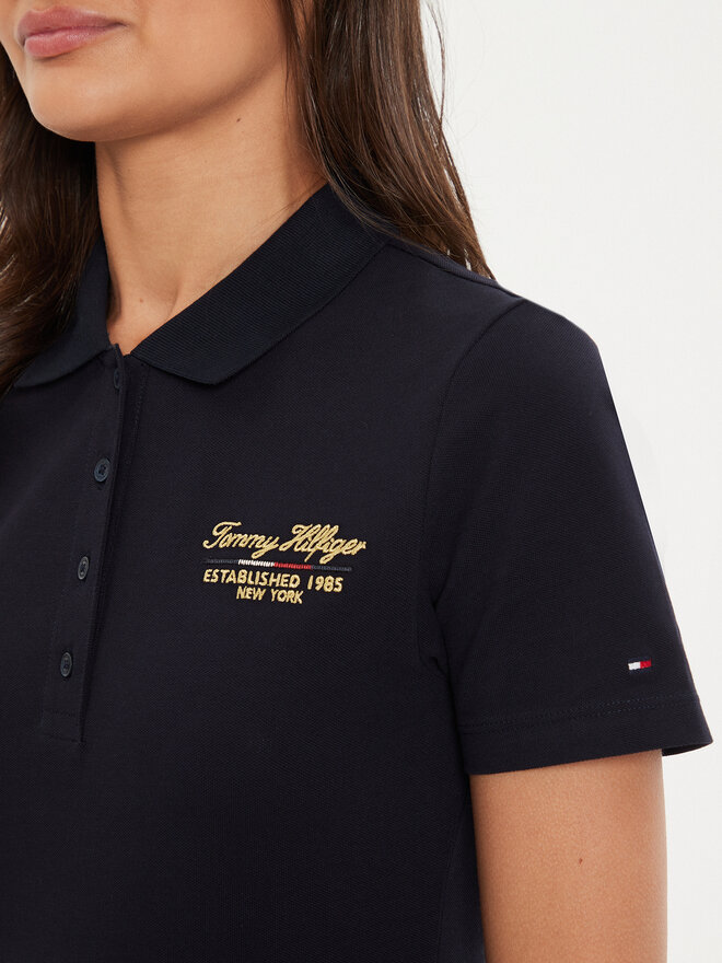 Tommy Hilfiger Tommy Hilfiger Pólóing Script WW0WW43624 Sötétkék Slim Fit