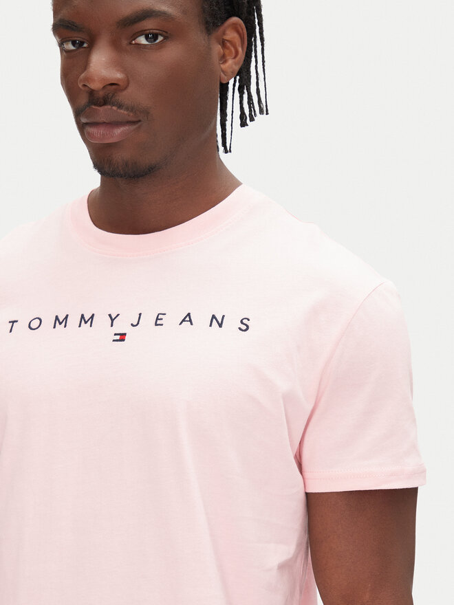 Tommy Jeans Tommy Jeans Marškinėliai Linear Logo DM0DM20744 Rožinė Regular Fit