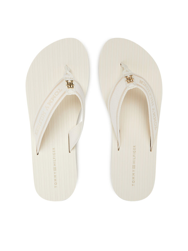 Tommy Hilfiger Japonki Tommy Hilfiger Th Stripes Beach Sandal FW0FW08528 Biały