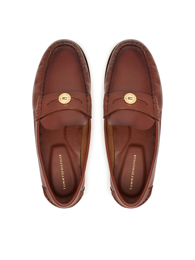 Tommy Hilfiger Mokassins Tommy Hilfiger Hilfiger Penny Loafer Smooth Lth FW0FW09249 Braun