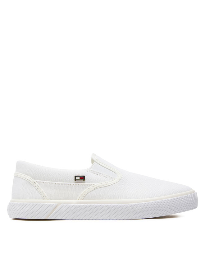 Tommy Hilfiger Tenisky Tommy Hilfiger Vulc Canvas Slip-On Sneaker FW0FW08065 Biela