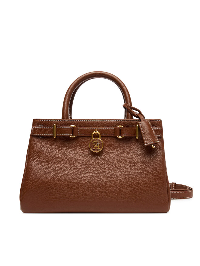 Tommy Hilfiger Ročna torba Tommy Hilfiger American Icon Mini Tote Leather AW0AW17926 Rjava