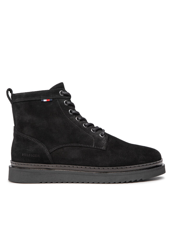 Tommy Hilfiger Kozaki Tommy Hilfiger Hilfiger Cleated Suede Boot FM0FM04191 Czarny