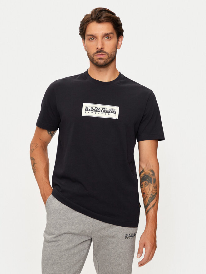 Napapijri Napapijri T-Shirt S-box Logo NP0A4I3L Μαύρο Regular Fit