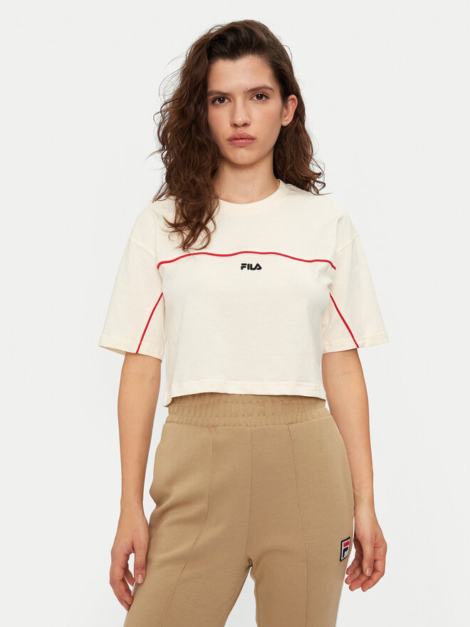 Fila Fila Marškinėliai Loobu FAW0908 Écru Regular Fit