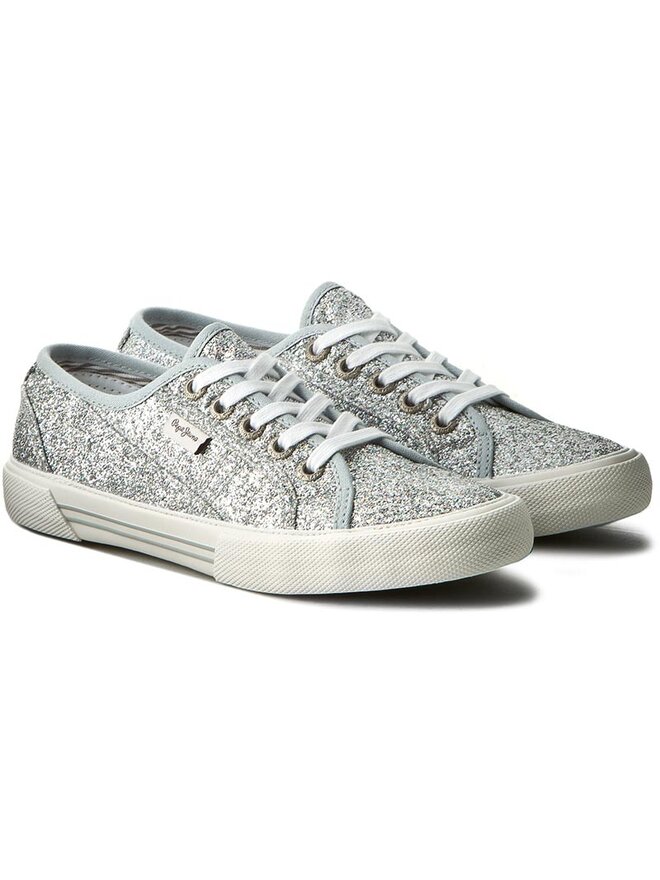 Pepe Jeans Sneakers aus Stoff Pepe Jeans Aberlady Flash PLS30498 Silberfarben