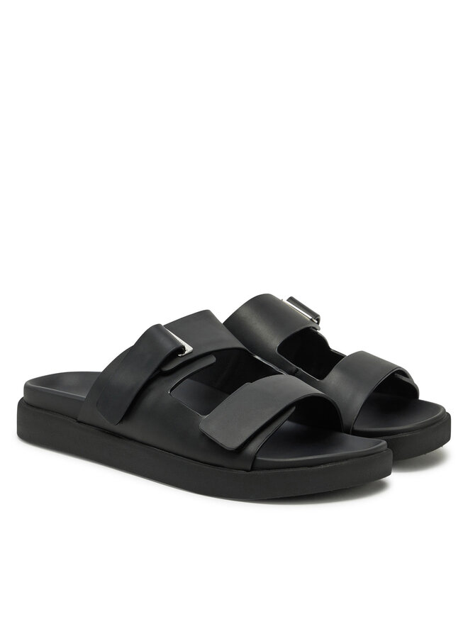 Calvin Klein Pantoletten Calvin Klein Flat Adj Slide Eyelet HW0HW02489 Schwarz