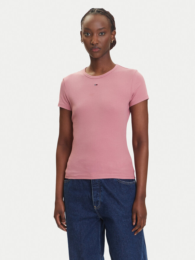 Tommy Jeans Tommy Jeans Marškinėliai Essential DW0DW17383 Rožinė Slim Fit