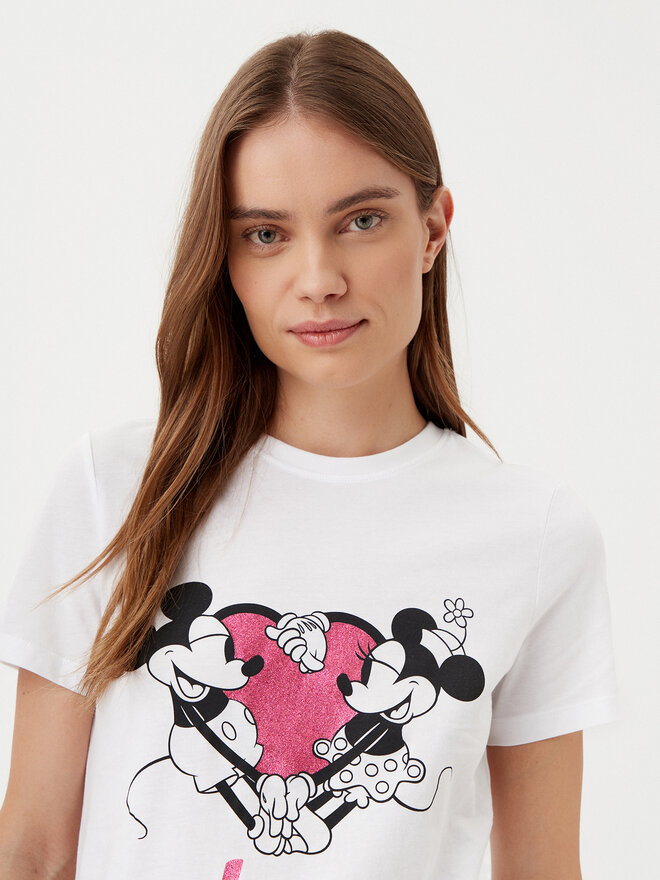 ONLY ONLY Marškinėliai Mickey 15317991 Balta Regular Fit
