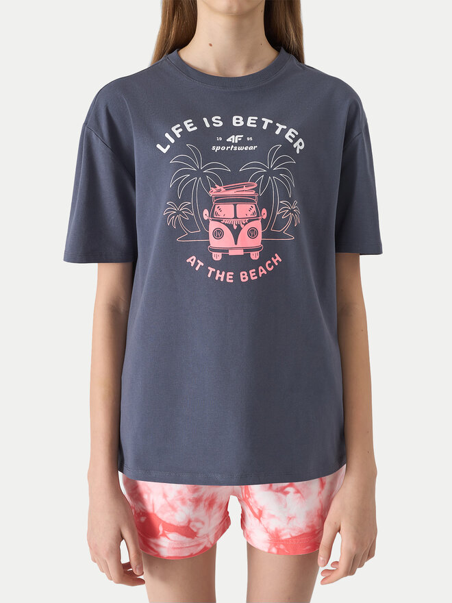4F 4F Marškinėliai 4FJWSS24TTSHF1146 Pilka Loose Fit