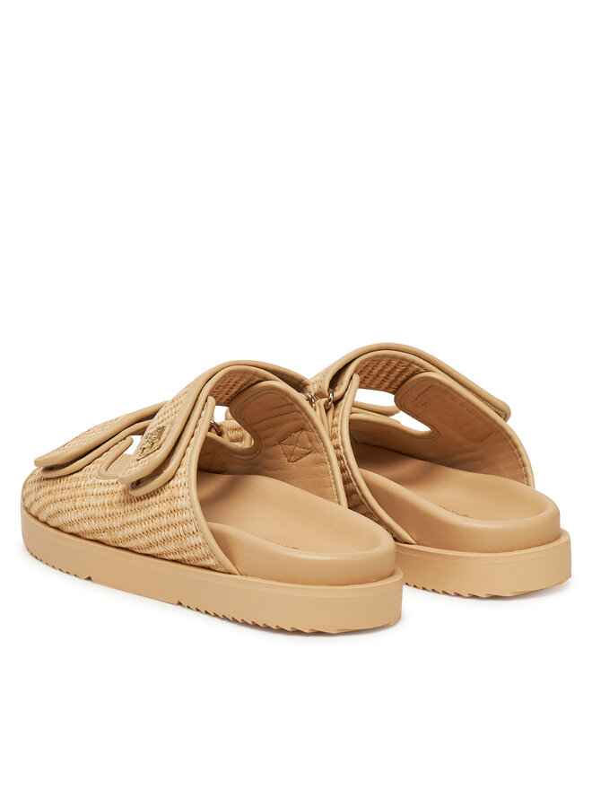 Tommy Hilfiger Klapki Tommy Hilfiger Double Strap Raffia FW0FW08940 Beżowy
