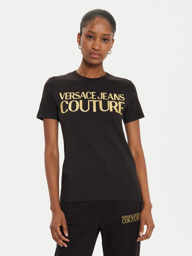 Versace Jeans Couture Versace Jeans Couture T-shirt 77HAHT01 Crna Regular Fit
