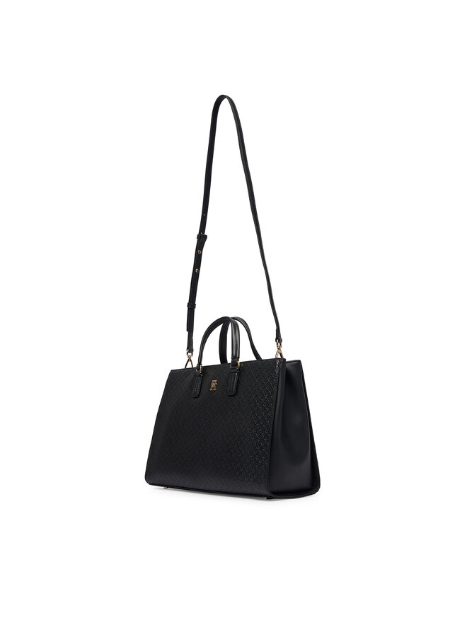 Tommy Hilfiger Handtasche Tommy Hilfiger Th Daily Satchel Mono AW0AW18418 Schwarz