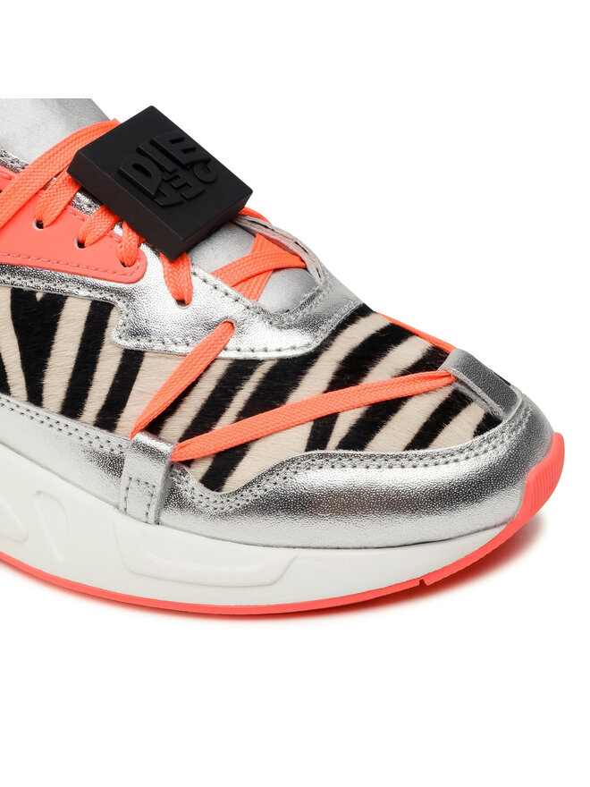 0401~Mesh and Metallic Leather S-SERENDIPITY LC EVO Sneakers with Fluo Detail