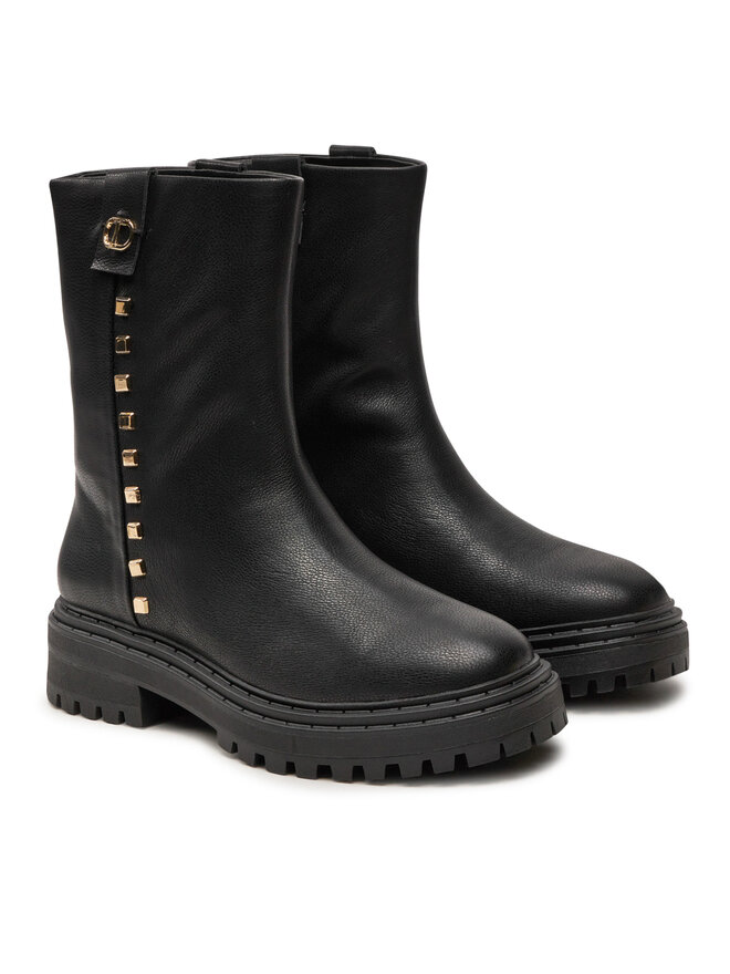 TWINSET Μποτάκια TWINSET Biker 242TCP074 Μαύρο