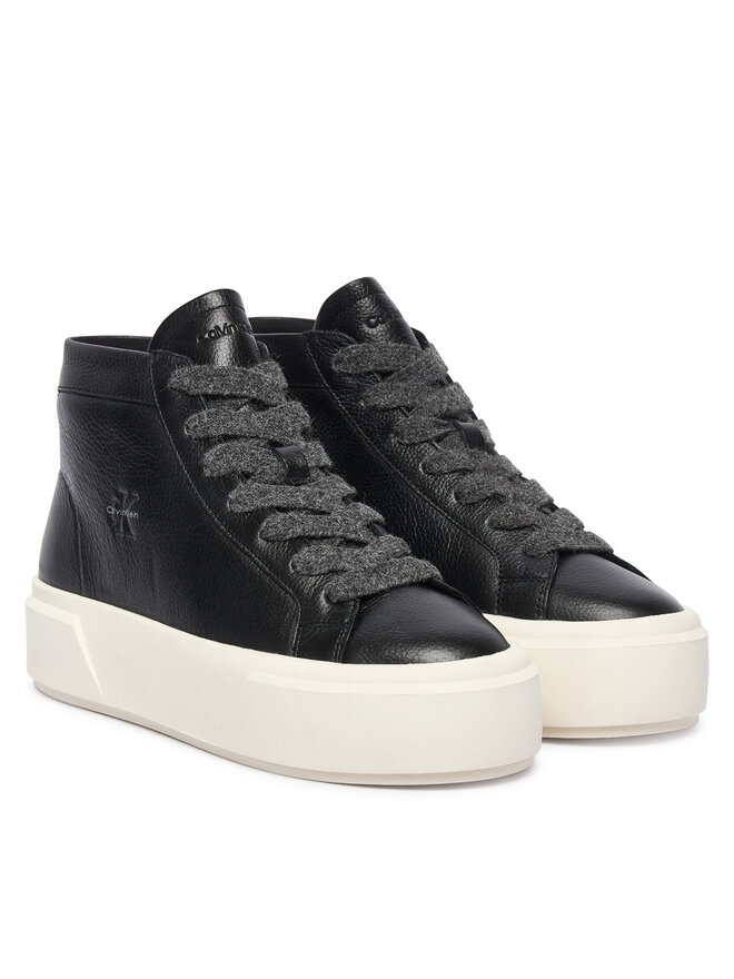 Calvin Klein Sneakers Calvin Klein Flatform Mid Laceup Lth Wl HW0HW03230 Schwarz