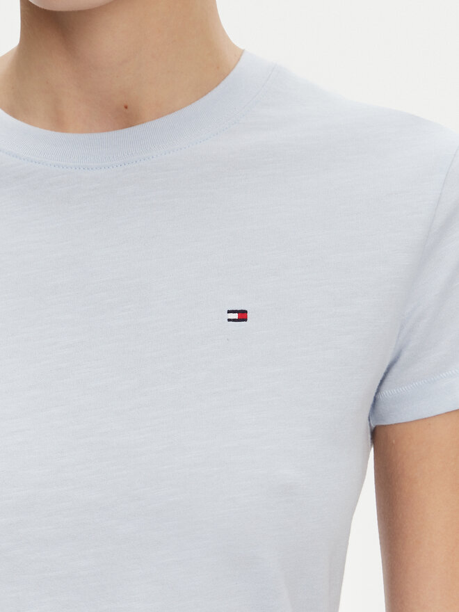 Tommy Hilfiger Tommy Hilfiger Marškinėliai Slub WW0WW44433 Žydra Slim Fit