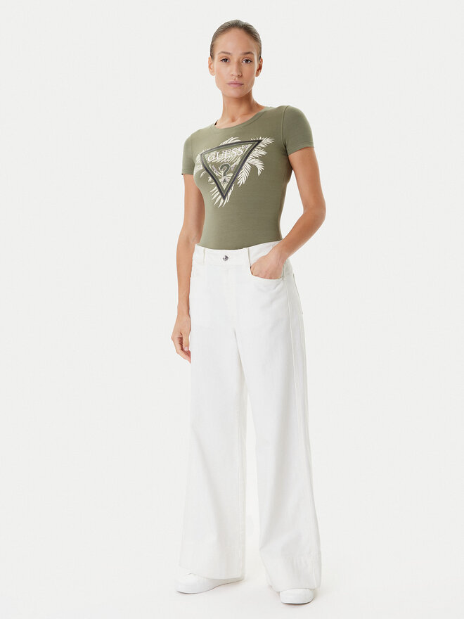 Guess Guess Marškinėliai W5YI13 J1314 Chaki Regular Fit