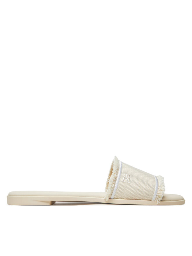 Tommy Hilfiger Şlapi Tommy Hilfiger Fringe Canvas Flat Sandal FW0FW08908 Bej