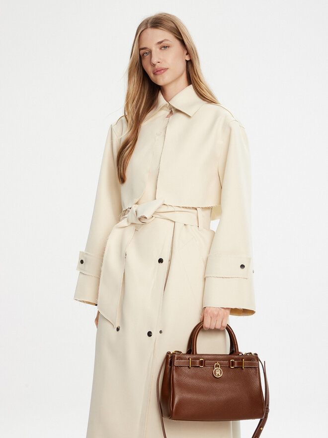 Tommy Hilfiger Ročna torba Tommy Hilfiger American Icon Mini Tote Leather AW0AW17926 Rjava