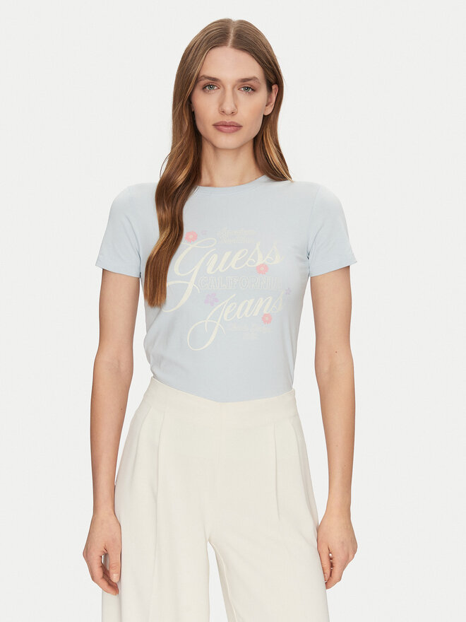 Guess Jeans Guess Jeans Marškinėliai W5GI24 J1314 Mėlyna Regular Fit
