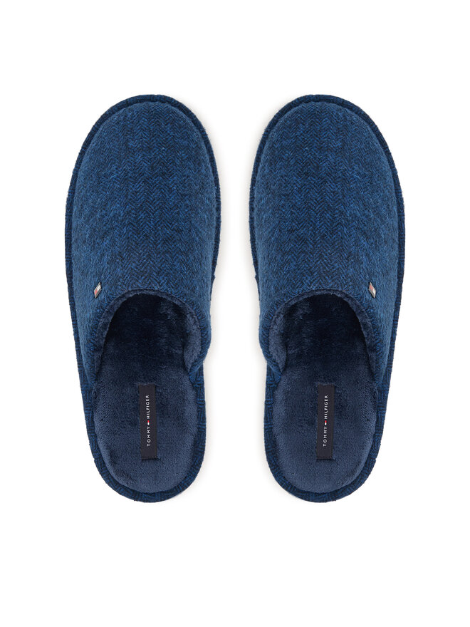 Tommy Hilfiger Hausschuhe Tommy Hilfiger Hilfiger Herringbone House Shoe FM0FM06018 Dunkelblau