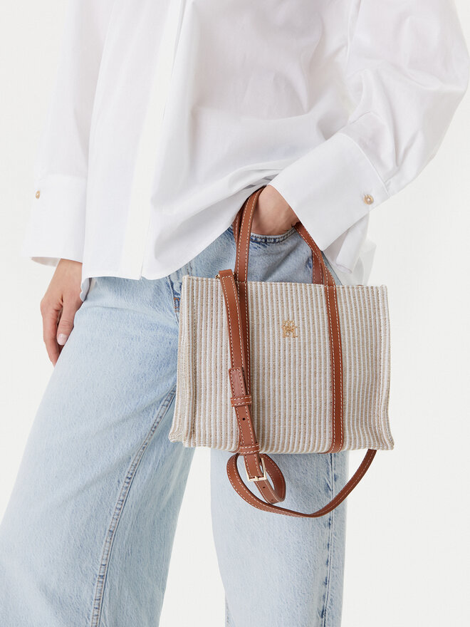 Tommy Hilfiger Ročna torba Tommy Hilfiger Th Premium Beach Le Mini Tote AW0AW17208 Bež