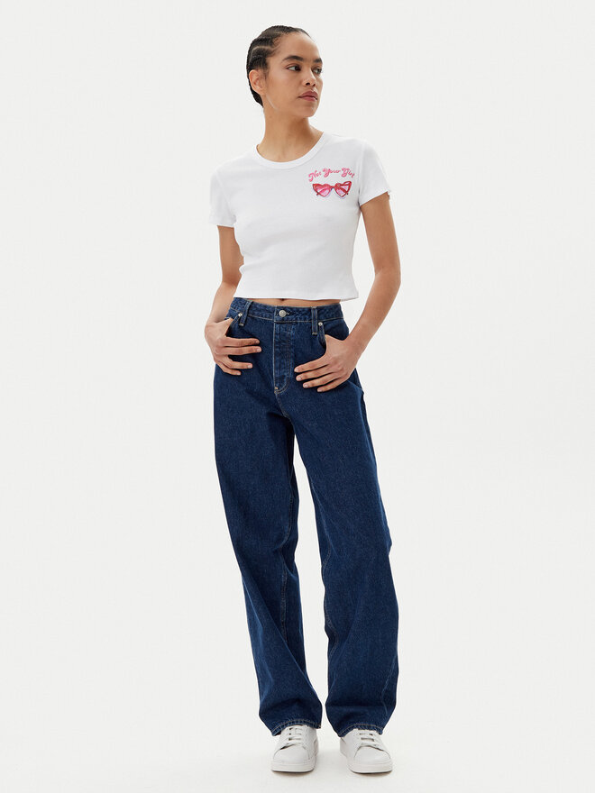 HUGO HUGO Camiseta Delanor_2 50539132 Blanco Cropped Fit