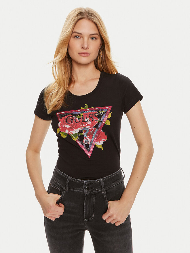 Guess Guess Póló W4YI71 J1314 Fekete Regular Fit