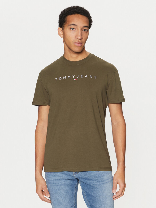 Tommy Jeans Tommy Jeans Marškinėliai Linear Logo DM0DM20744 Žalia Regular Fit