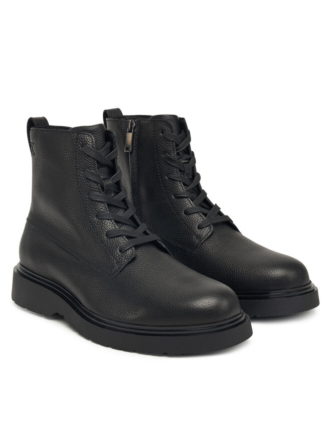 Calvin Klein Schnürschuhe Calvin Klein Combat Ess Lace Up Zip Boot Lth YM0YM01373 Schwarz
