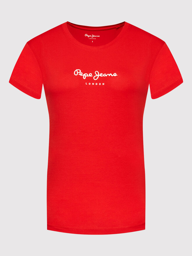 Pepe Jeans Pepe Jeans Marškinėliai New Virginia PL505202 Raudona Slim Fit