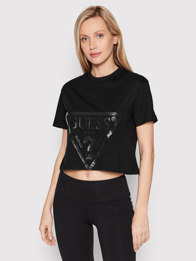 Guess Guess Marškinėliai V2YI06 K8HM0 Juoda Regular Fit