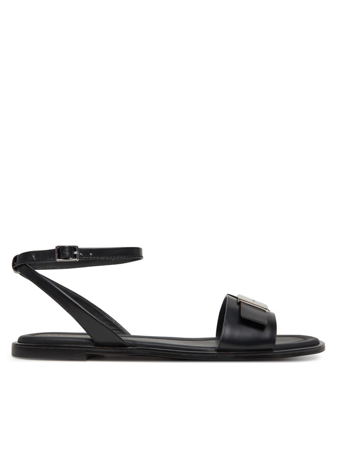 Calvin Klein Sandały Calvin Klein Flat Sandal W/Ck Hw - Lth HW0HW02367 Czarny