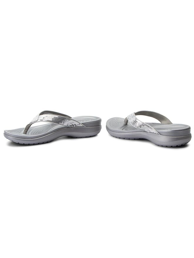 Crocs Zehentrenner Crocs Capri V Sequin W 204311 Silberfarben