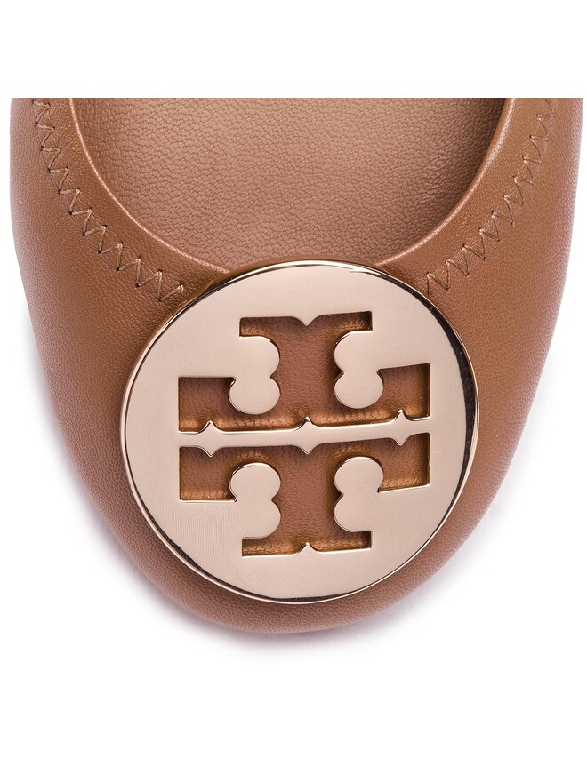 Tory Burch Балеринки Tory Burch Minnie Travel Ballet With Metal Logo 50393 Кафяв