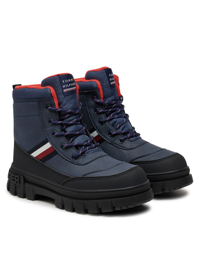 Tommy Hilfiger Outdoorová obuv Tommy Hilfiger Stripes Fur Boot T3X5-33713-1487 S Tmavomodrá