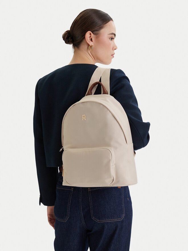 Tommy Hilfiger Rucksack Tommy Hilfiger Popette Dome Backpack AW0AW17939 Écru