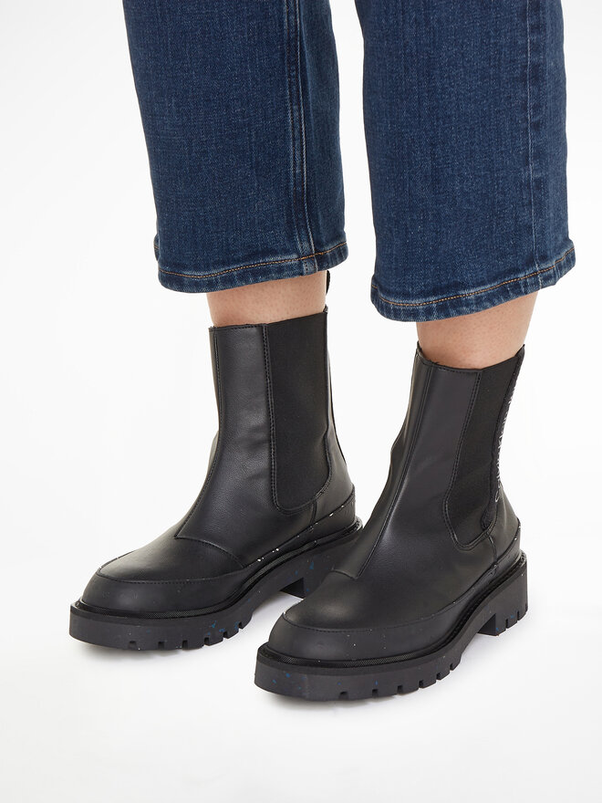Calvin Klein Jeans Kotníková obuv s elastickým prvkem Calvin Klein Jeans Combat Mid Chelsea Wn YW0YW01254 Černá