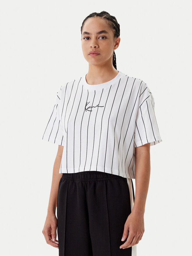 Karl Kani Karl Kani T-Shirt Small Signature Essential Pinstripe 6137879 Weiß Relaxed Fit